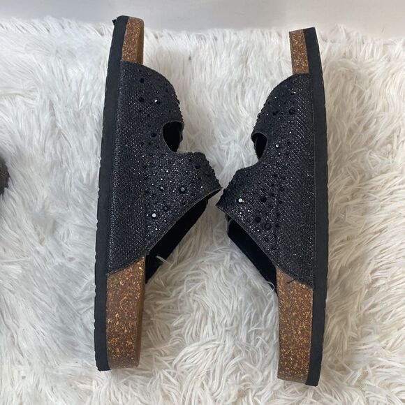 Madeleine Stuart Buckle Sandals Sz 9 Black w Sparkle Straps - Picture 8 of 12